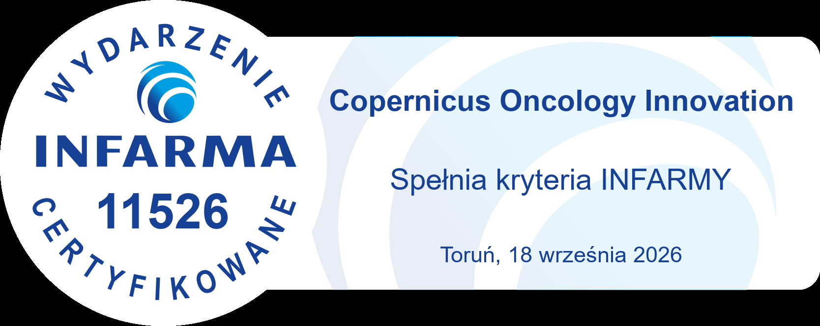 Certyfikat INFARMA nr 11526 dla konferencji Copernicus Oncology Innovation
